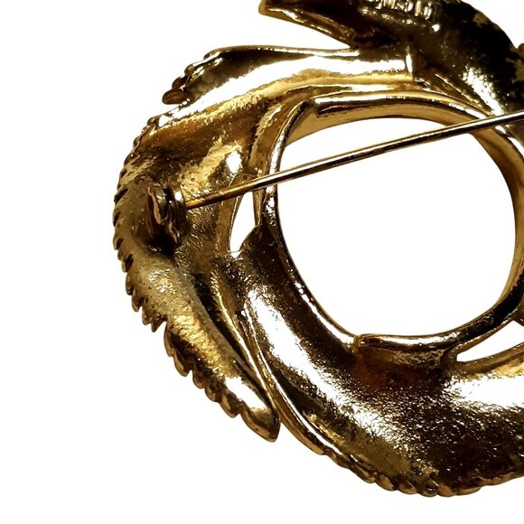 Vintage Silver-Tone Swirl Leaf Brooch Pin Textured Finish 1.75" USA-Made Elegant - Picture 4 of 6